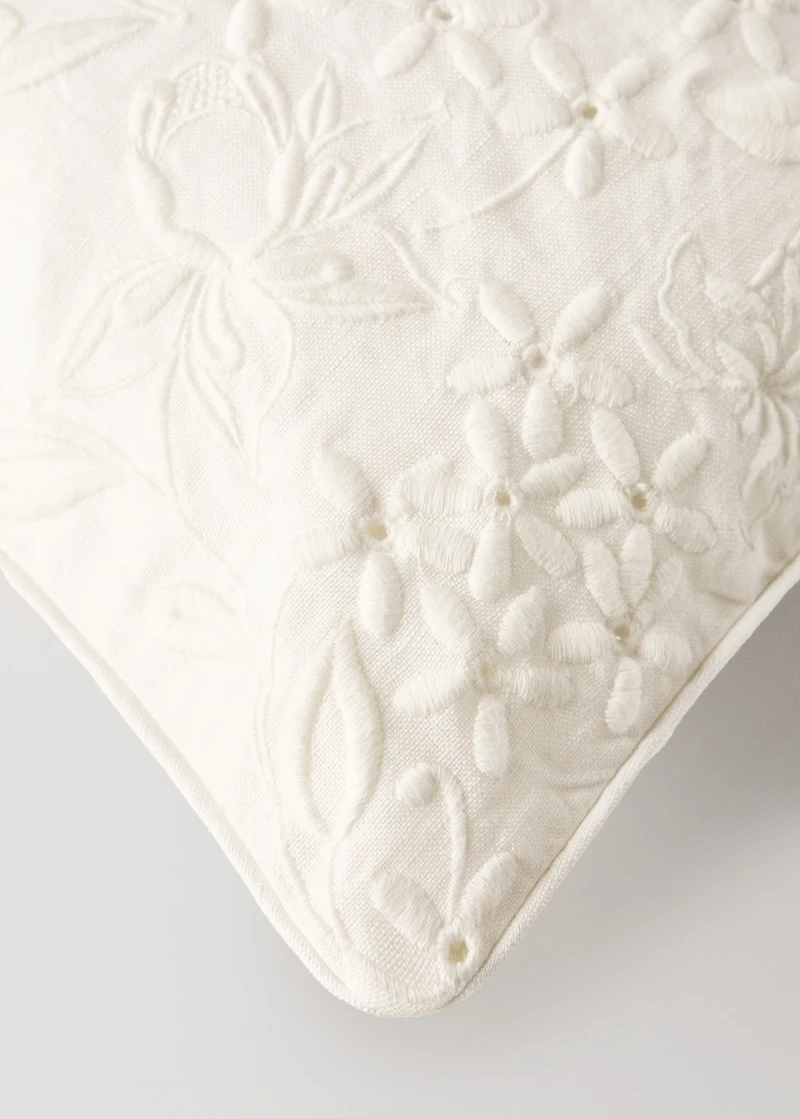 Cotton linen embroidered cushion cover 50x50 cm
