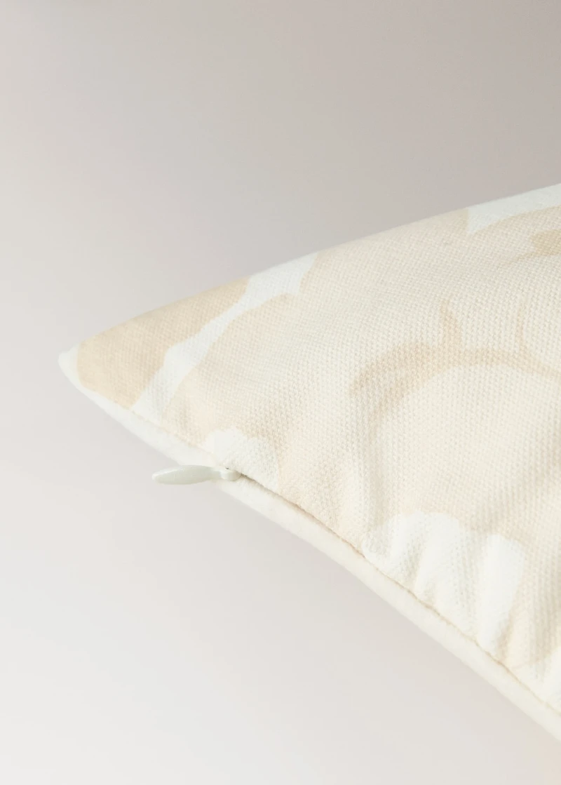 Floral-print cushion cover with velvet piping 30x50 cm