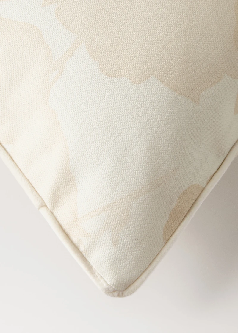 Floral-print cushion cover with velvet piping 30x50 cm
