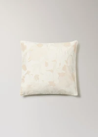 Floral-print cushion cover with velvet piping 50x50 cm