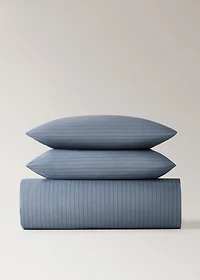 Reversible percale cotton striped duvet cover for 180/200 cm bed