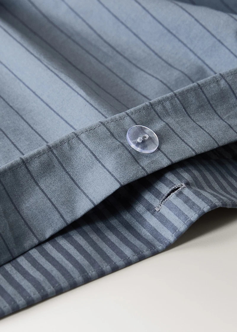 Reversible percale cotton striped duvet cover for 180/200 cm bed