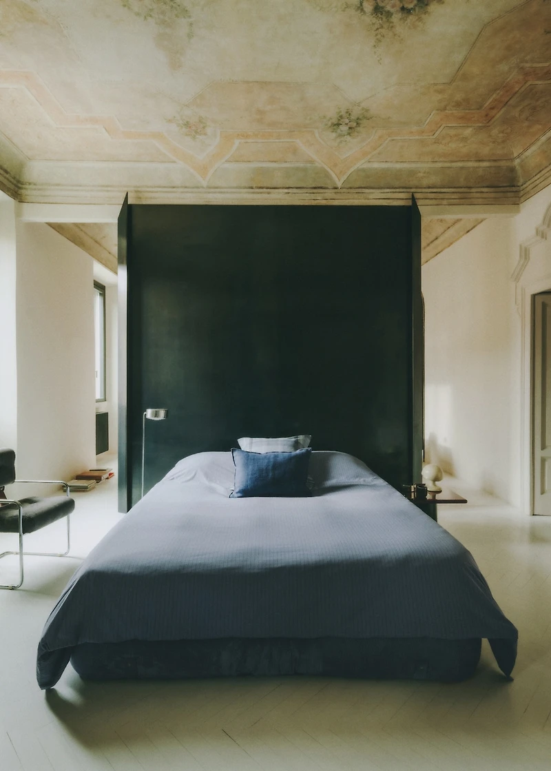 Reversible percale cotton striped duvet cover for 180/200 cm bed