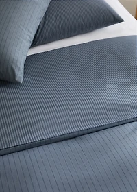 Reversible percale cotton striped duvet cover for 180/200 cm bed