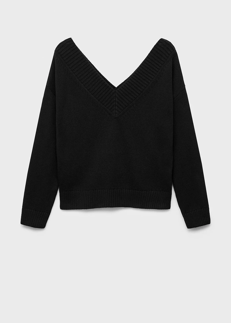 V-neck knit sweater