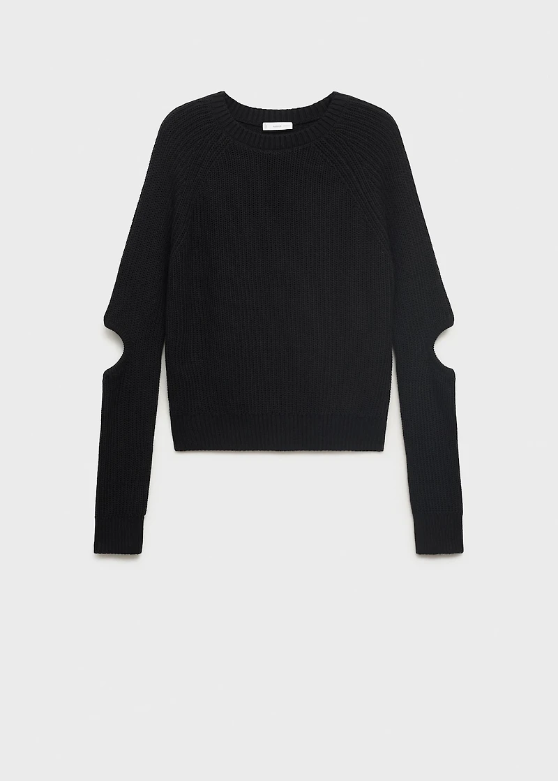 Knitted sweater with openings