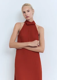 Long dress with bow neck