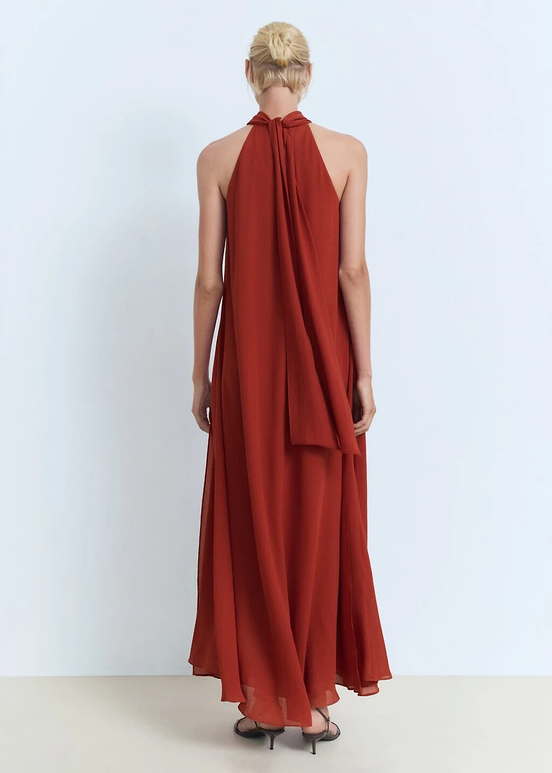 Long dress with bow neck