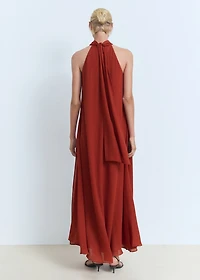 Long dress with bow neck