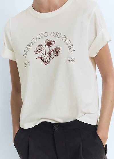 Printed cotton-blend t-shirt