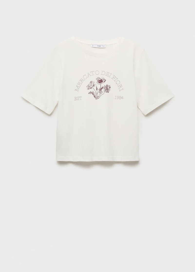 Printed cotton-blend t-shirt