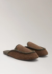 Herringbone fabric mule slippers