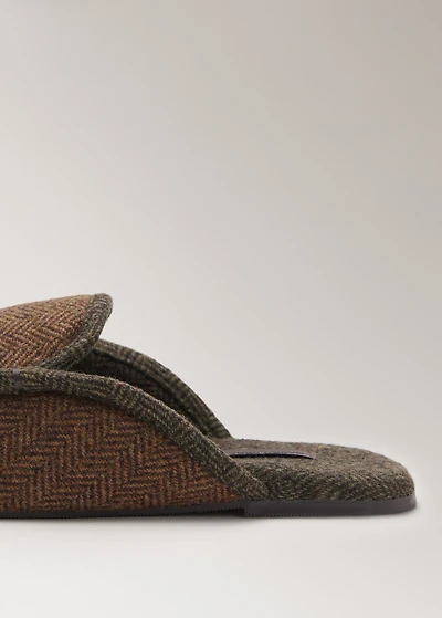 Herringbone fabric mule slippers