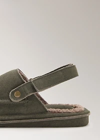 Leather slippers with shearling lining