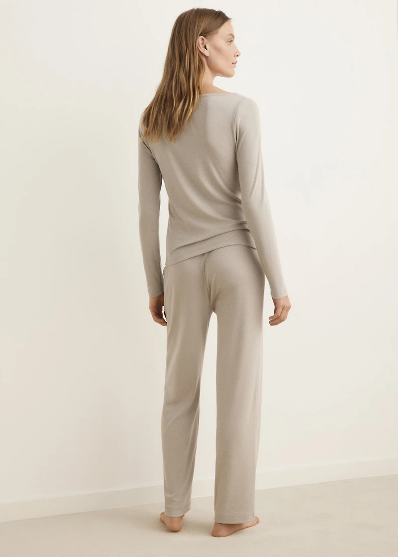 Ribbed-knit pajama pants