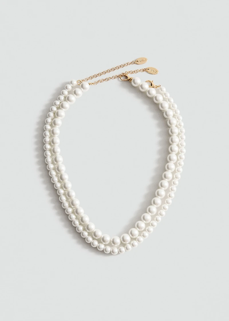 Double pearl crystal necklace