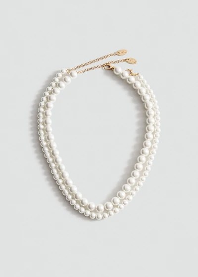 Double pearl crystal necklace