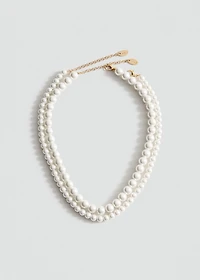 Double pearl crystal necklace