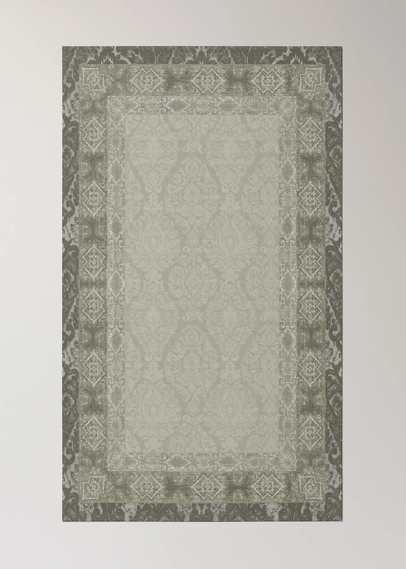 Damask-print cotton tablecloth for 8 to 10 diners