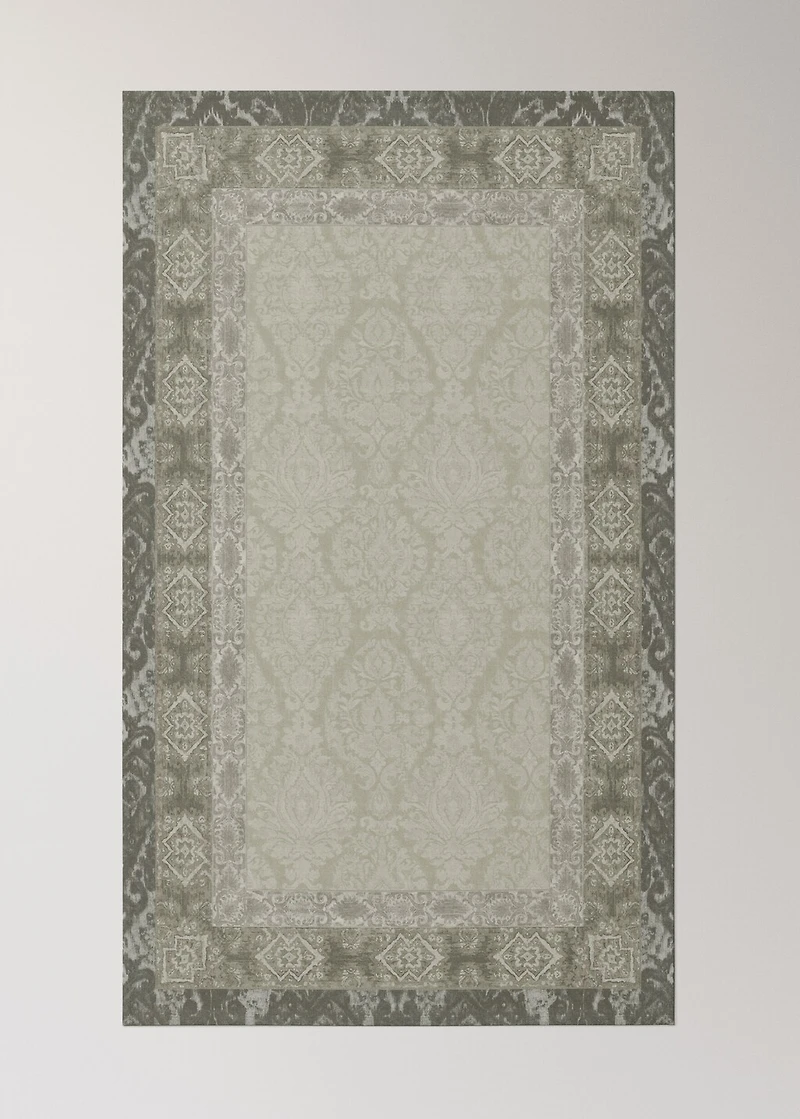 Damask-print cotton tablecloth for 6 to 8 diners