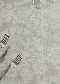 Damask-print cotton tablecloth for 6 to 8 diners
