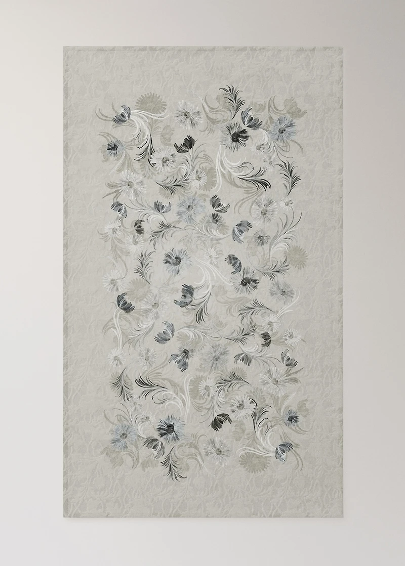 Jacquard cotton floral-print tablecloth for 2 to 4 diners