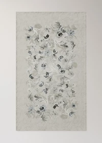 Jacquard cotton floral-print tablecloth for 2 to 4 diners