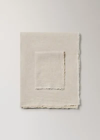 Linen tablecloth with frayed ends for 6 to 8 diners