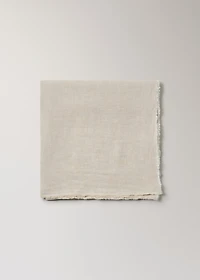 Linen tablecloth with frayed ends for 6 to 8 diners