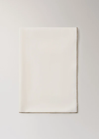 Resin-coated linen tablecloth with contrast overlock for 2 to 4 diners