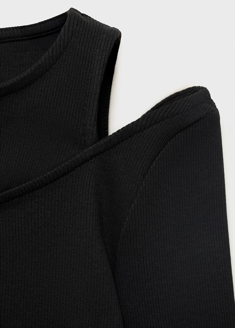 Ribbed cut-out T-shirt