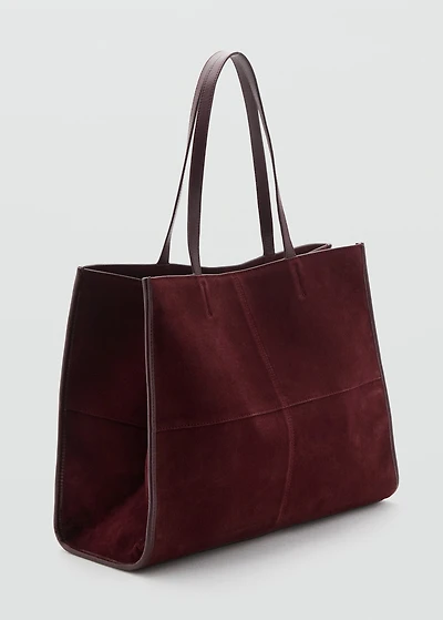 Suede leather shopper bag