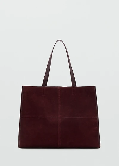 Suede leather shopper bag