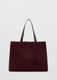 Suede leather shopper bag