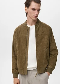 Suede leather bomber jacket
