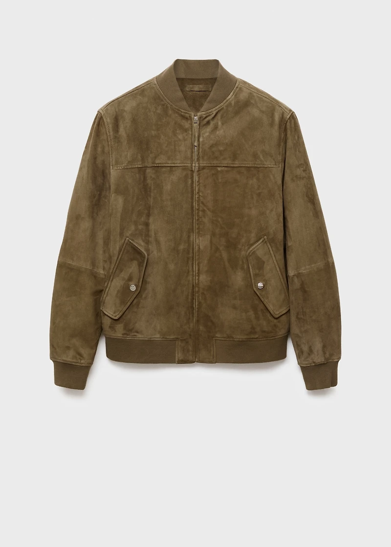 Suede leather bomber jacket