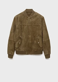 Suede leather bomber jacket