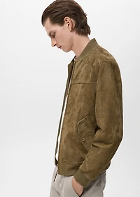 Suede leather bomber jacket