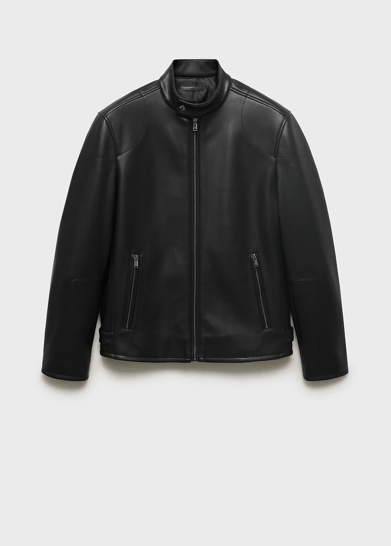 Zip-up faux-leather jacket