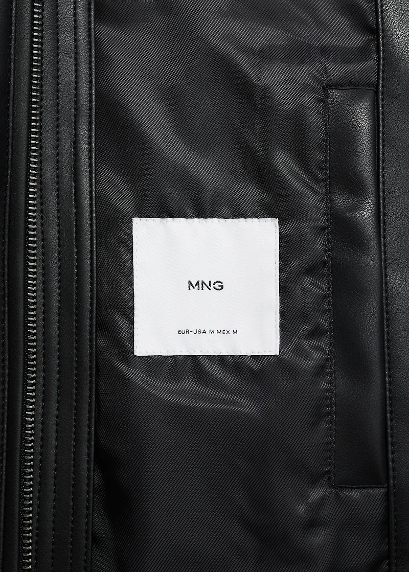 Zip-up faux-leather jacket