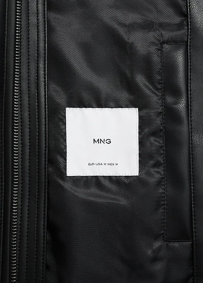 Zip-up leather-effect jacket