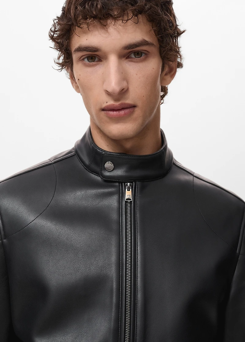 Zip-up faux-leather jacket