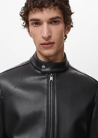 Zip-up faux-leather jacket