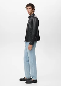 Zip-up faux-leather jacket