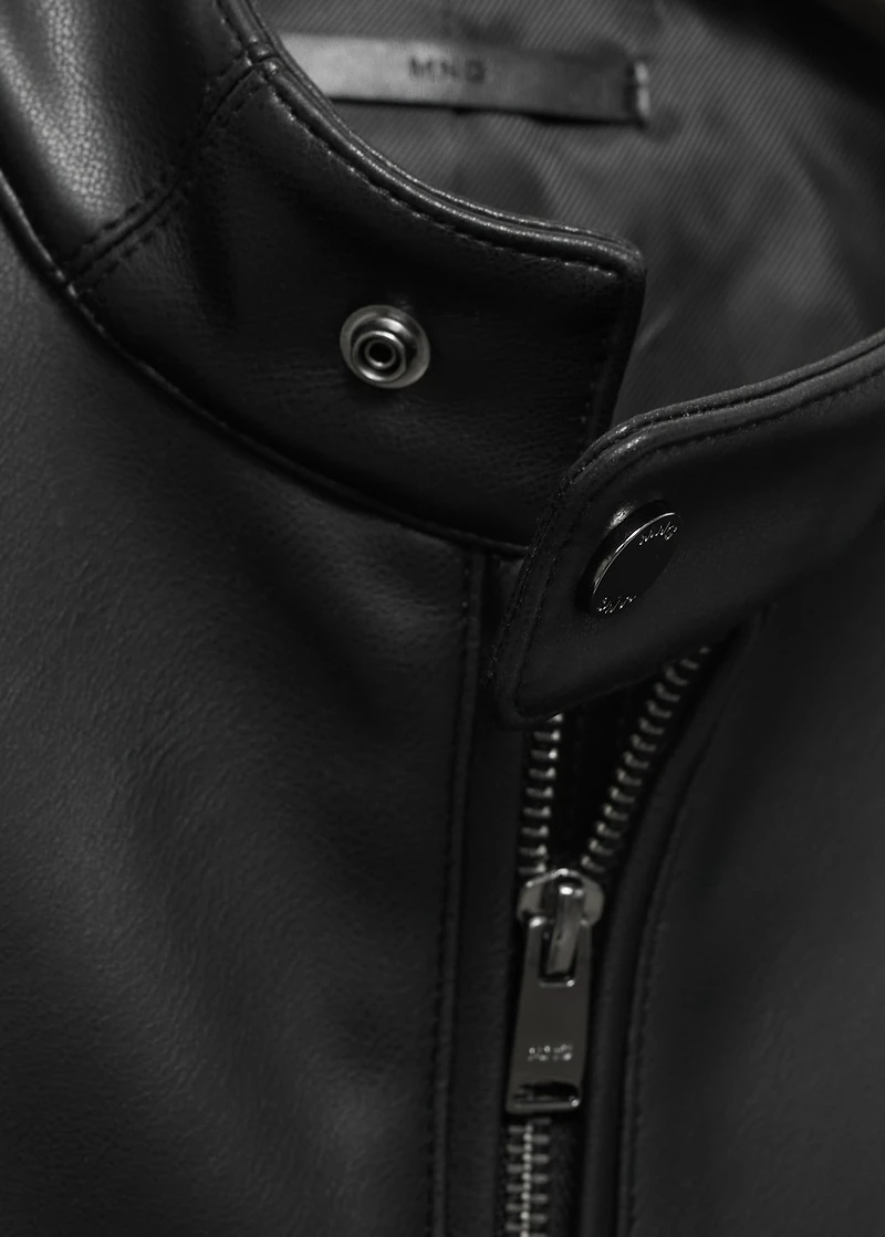 Zip-up faux-leather jacket