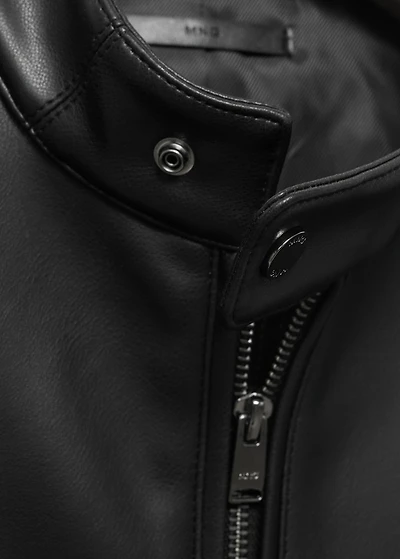 Zip-up faux-leather jacket