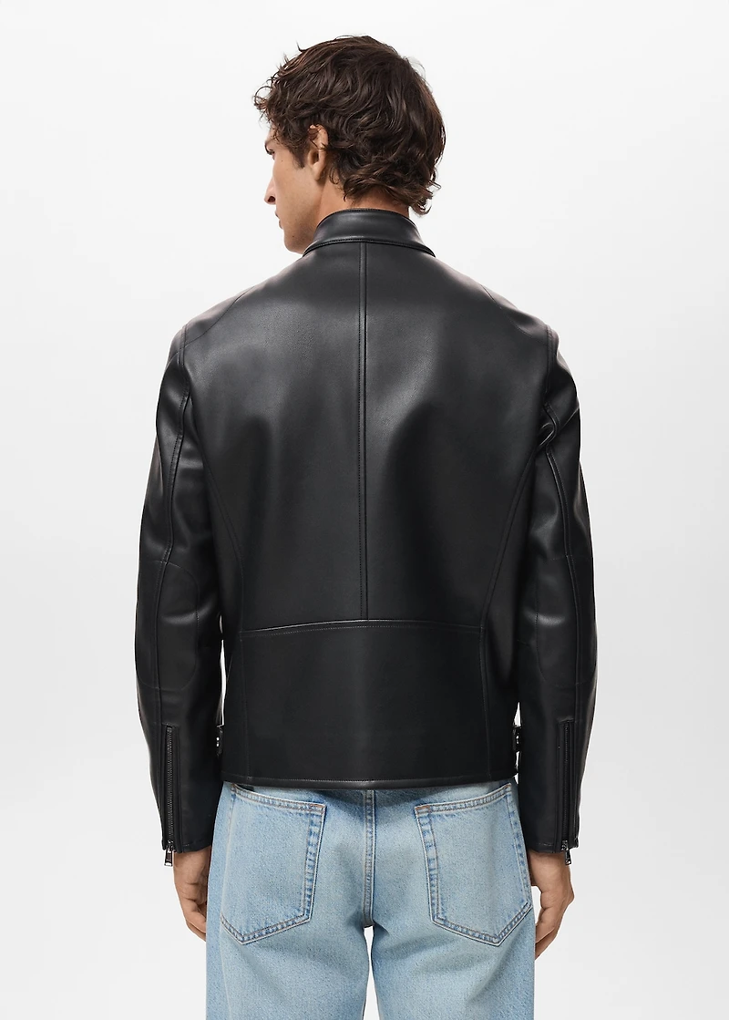 Zip-up faux-leather jacket