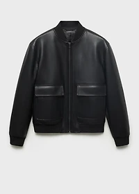 Faux-leather bomber jacket