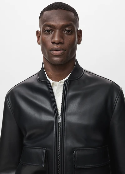 Faux-leather bomber jacket