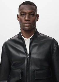 Faux-leather bomber jacket